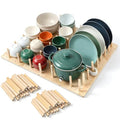 4 Pcs Pegboard Drawer Organizer with 48 Pegs, 20.98x5.91 Inch Wooden Peg Board Kitchen Plate Organizer for Drawer Pegboard Storage Rack with Adjustable Peg for Tableware, Plate, Bowl, Cookware