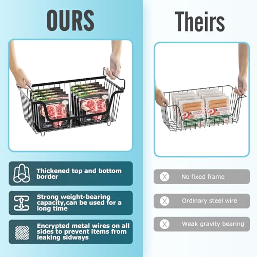 GAOKASE 4 Pcs Stackable Wire Baskets for Pantry Organizers and Storage,Vegetable Fruit Basket for Countertop,Kitchen Storage Metal Baskets,Produce Potato Onion Storage Bin,Black - color: 1-Black