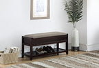 Roundhill Furniture Rouen Espresso Seating Bench with Shoe Storage, - color: Espresso Fabric