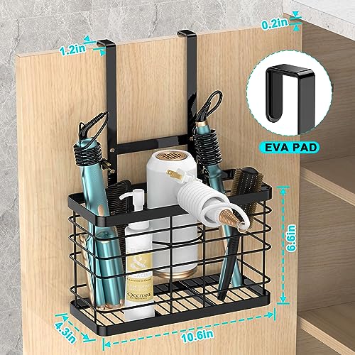 Hair Tool Organizer - Blow Dryer & Hair Dryer Holder Cabinet Door, Bathroom Organizer & Storage Basket for Styling Tools - color: Black-pro