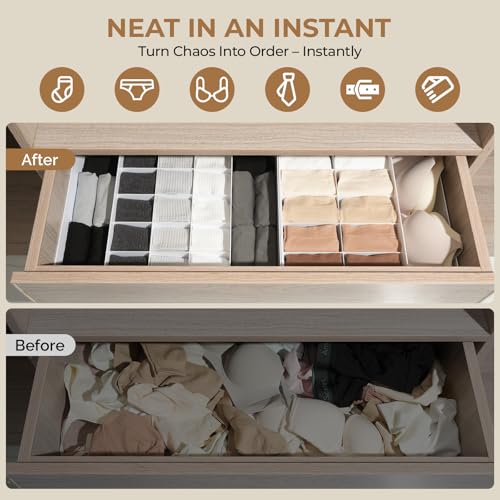 Expandable Drawer Organizer – 14-Grid Storage Box for Underwear, Bras, Socks, Baby Clothes – Fits Closets & Dressers (10+4) - style: 10+4