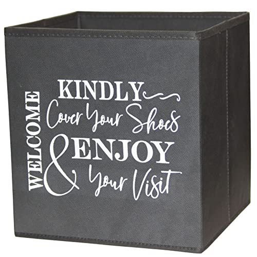 Life Charge Shoe Covers Box - Real Estate Open House Supplies for Realtor Listings. Shoe Cover Holder for Home asks to Please Cover Shoes - Fill with Shoe Booties - Indoor Use | 5 Pack Grey & White - color: Grey and White, size: 5
