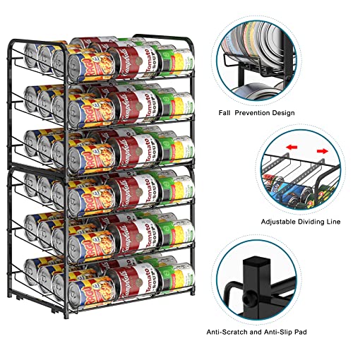 BTY Can Organizer for Pantry Stackable 2 Pack, Can Storage Organizer Rack Stacking Can Dispensers Small Space Holds up to 36 Cans for Pantry, Kitchen, Cabinet Black - color: Black