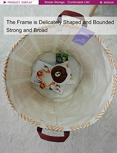 Laundry Hamper Large Canvas Fabric Lightweight Storage Basket/Toy Organizer/Dirty Clothes Collapsible Waterproof for College Dorms, Boys and Girls Bedroom,Bathroom(yellow wheat) - color: yellow wheat