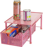 Simple Houseware Stackable Cabinet Basket Drawer Organizer, Pink - color: Pink, size: 1-Tier
