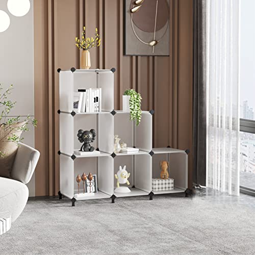AWTATOS Closet Organizer 6 Cube Closet Storage Shelves DIY Stackable Clothes Storage Organizer Shelving for Closet Bedroom, Home, Translucent - color: Translucent