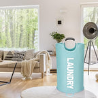 Maxsilan 125L X-Large Laundry Basket, Freestanding Tall Clothes Hamper, Collapsible Laundry Bag, Light Blue - color: Light Blue, size: 125L