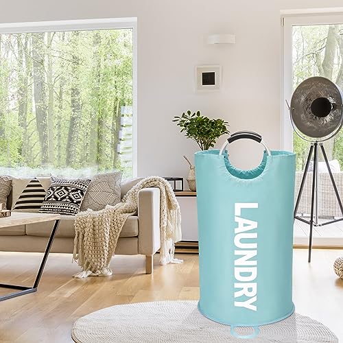 Maxsilan 90L Large Laundry Basket, Freestanding Tall Clothes Hamper, Collapsible Laundry Bag, Light Blue - color: Light Blue, size: 90l