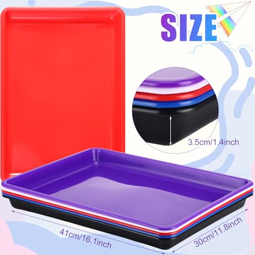 Hoteam 10 Pcs Flat Storage Organizer Tray Bin Paper Tray for Classroom Plastic Stackable File Organizer for School Office Teacher Book Organization(Simple Color,16.14 x 11.81 x 1.38 Inch) - color: Simple Color, size: 16.14 x 11.81 x 1.38 Inch