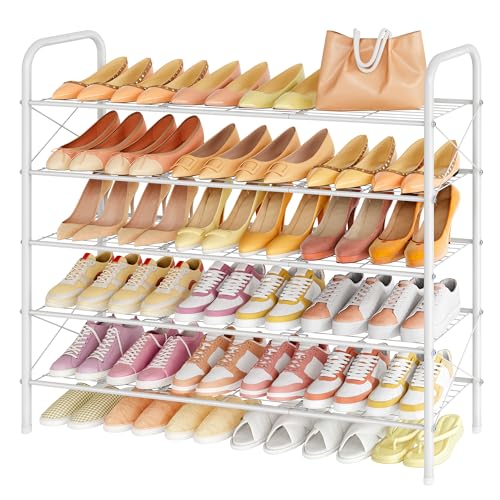 Hoctieon 5 Tier Shoe Rack for Closet, Durable Mesh Style Shoe Rack, Entryway Shoe Shelf, Shoe Storage Organizer for Hallway, Bedroom, Living Room, Wardrobe, White - color: White, size: 5 Tier