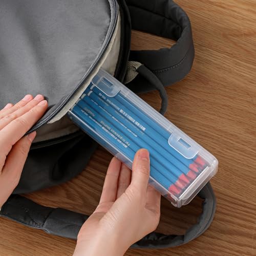 10 Pack Clear Plastic Pencil Case Boxes - Narrow Stackable Storage Organizers with Snap Lids for Pens, Markers, Makeup Brushes, Art Supplies, Beads, Jewelry, School Office Use, Rectangular Narrow - size: Clear Rectangular Narrow - 10 Pack