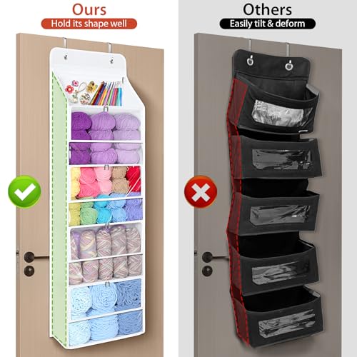 Univivi Hanging Yarn Storage Organizer with 5 Zipper Closure Compartments, Large Capacity Knitting Organizer Storage, Over the Door Hanging Yarn Holder for Knitting Needles,Crochet Hooks (Clear White) - color: Clear White, size: 5 Tiers