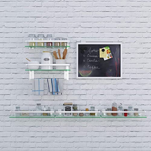 VOLPONE Glass Shelf with Towel Bar 15.7in Silver Bathroom Shelf Wall Mount Rustproof Bathroom Wall Organizer 1 Tier (Silver) - style: 1 tier with towel bar silver