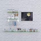 VOLPONE Glass Shelf with Towel Bar 15.7in Silver Bathroom Shelf Wall Mount Rustproof Bathroom Wall Organizer 1 Tier (Silver) - style: 1 tier with towel bar silver