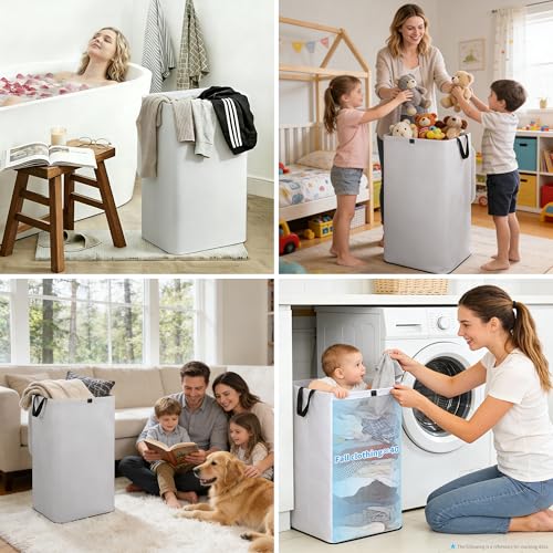 80L Large Laundry Hamper with Lid, Foldable Laundry Bag for Washing Machine with Removable Inner Bag, Dirty Hampers for Bedroom, Bathroom,Laundry Room, College (White) - color: White