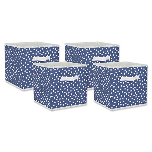 DII Non Woven Polyester Storage Bin, Polka Dot, French Blue & White, Small Set of 4 - color: French Blue & White, size: Small Set of 4, 11x11x11" Cube