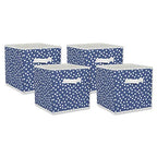 DII Non Woven Polyester Storage Bin, Polka Dot, French Blue & White, Small Set of 4 - color: French Blue & White, size: Small Set of 4, 11x11x11" Cube