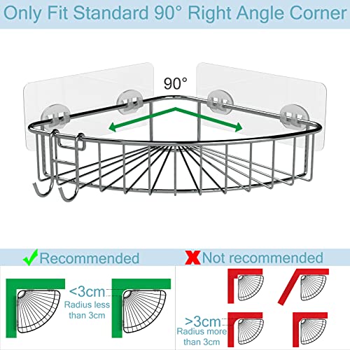 Shower Shelf for inside Shower, Shower Shelf Corner, Shower Corner Caddy, Adhesive Shower Caddy, Shower Wall Caddy, Stainless Steel Shower Caddy Suction No Drill 2 Pack Silver - color: Silver