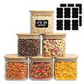 ComSaf 0.6 Qt Glass Food Storage Jars Set of 6, Clear Storage Containers with Airtight Lids, Pantry Organization Jar, Spice Jar, Blooming Tea, Coffee and Sugar Container, Canister Set for Kitchen - size: 0.6Qt*6