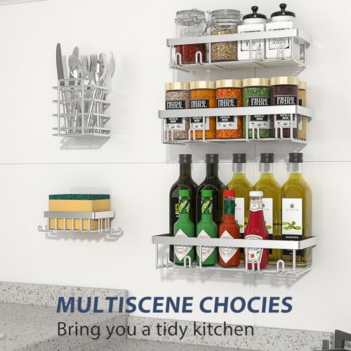 Liuoud 5 Pack Shower Caddy Organizer Rack Shelf for Inside Shower, Self Adhesive Bathroom Wall Storage Basket Rustproof Stainless Steel Large Capacity Shampoo Holder, Silver - color: Silver