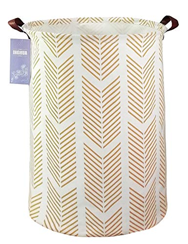 Laundry Hamper Large Canvas Fabric Lightweight Storage Basket/Toy Organizer/Dirty Clothes Collapsible Waterproof for College Dorms, Boys and Girls Bedroom,Bathroom(yellow wheat) - color: yellow wheat