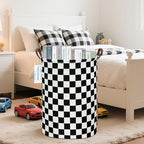 LANGYASHAN Laundry Basket Canvas Fabric Collapsible Organizer Basket for Storage Bin Toy Bins Gift Baskets Bedroom Clothes Children Nursery Hamper (Racing flag) - color: Racing flag