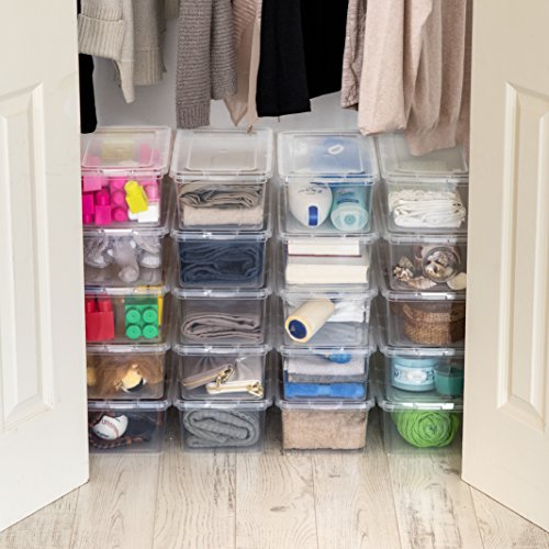 IRIS USA 20-Pack Storage Bins with Lids, 6 Quart, Shoe Boxes Clear Stackable Containers Organize Shoes Closet Shelves, Classroom Organization Teacher Tools, Game Storage - BPA-Free Plastic - size: 6 Qt, style: 20 Pack