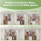 Closet System with 3 Drawers, 4–8.5 Ft Closet Organizer System with 5 Adjustable Hanging Rods & Shelves, Wood Walk-In Closet System, Built-In Modular Closet Kit, Sturdy Garment Rack, White