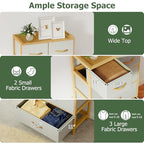 LOKO Fabric Dresser with 5 Drawers, Bamboo Chest of Drawers, Vertical Storage Tower for Small Space, Storage Organizer Unit for Bedroom, Entryway, Living Room, Laundry Room, Closet - size: 12"D x 23"W x 37"H (5 Drawers)