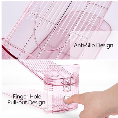 Yes!Fresh Shoe Slot Organizer, Boutique Display Style Shoe Stacker for A Pair of Shoes, Separable Shoe Rack for Closet Organization, 3 Adjustable Narrow Shoe Rack (Pink, 2 Pack) - color: Pink, size: 2 Pack