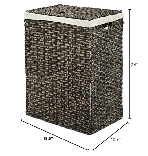 Seville Classics Premium Handwoven Portable Laundry Bin Basket with Carrying Handles, Household Storage for Clothes, Linens, Sheets, Mocha Brown, Rectangular Hamper - color: Mocha Brown, size: Rectangular Hamper (1-Pack)