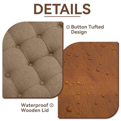 WUTUTUEE 30Inch Round Storage Ottoman with Tray, Modern Tufted Fabric Circle Coffee Table with Storage, Upholstered Ottoman with Removable Top for Living Room, Bedroom, Brown - color: Brown, size: 30 Inch
