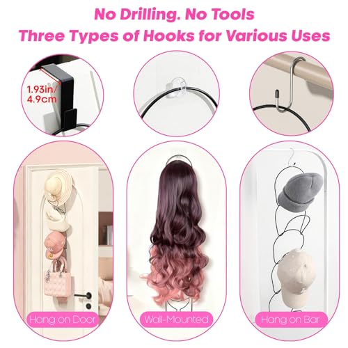 LINFIDITE 10 Pack Baseball Hat Rack Hanger Holder Organizer Multi Hook Wall Mounted Over Door Cap Display Storage Rack Holder Closet Hanging Storage Rack w Hanging Hook Mermaid Tail Black - color: 10pcs Black, size: Mermaid Tail Ring