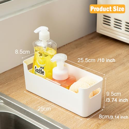 2 Pack Cabinet Organizer Storage, Adhesive Over Cabinet Door Organizer, No Drilling Space Saver Plastic Storage Containers Multi-Use for Kitchen Bathroom Office Bedroom, White - color: White