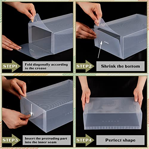Sintuff 20 Pcs Clear Shoe Boxes Plastic Stackable Clear Shoe Storage Boxes for Women Men Ankle Boots High Heels Rooms Closet(11.8 x 7.5 x 3.7 Inches) - size: 11.8 x 7.5 x 3.7 Inches