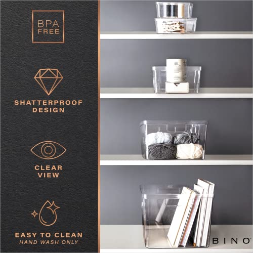BINO | Plastic Storage Bins, X-Small - 5 Pack | THE LUCID COLLECTION | Multi-Use Built-In Handles BPA-Free Clear Storage Containers | Fridge Organizer | Pantry & Home Organization - size: 5PK - X-SMALL