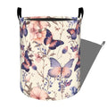 Elegant Butterfly and Pink Flowers Laundry Basket with Handles, 19.7"x15.7" Clothes Foldable Laundry Hamper Organizer for Dorm Nursery Bedroom Bathroom Decor, Toy Storage Bin for Kids - style: Butterfly05