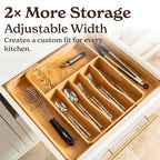 SMIRLY Silverware Drawer Organizer – Bamboo Kitchen Drawer Organizer, Adjustable Utensil Holder and Cutlery Tray, Drawer Dividers for Flatware and Kitchen Utensils | Adjustable, Drawer Dividers, Flatware, Kitchen Utensils - size: 8 Slot