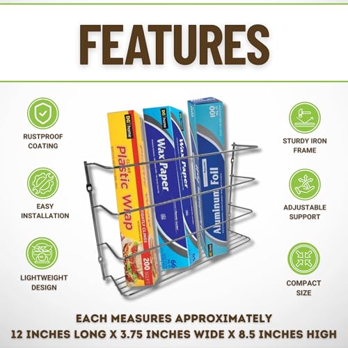 Evelots Kitchen Wrap Organizer - 4 Pack - Hold up to 4 Plastic, Foil, Paper, Wax - Cabinet Door, Wall Rack Basket - Sandwich, Freezer, Food Bag Storage - Laundry Supplies - Chrome Finished Metal - color: Chrome, size: 4 Pack