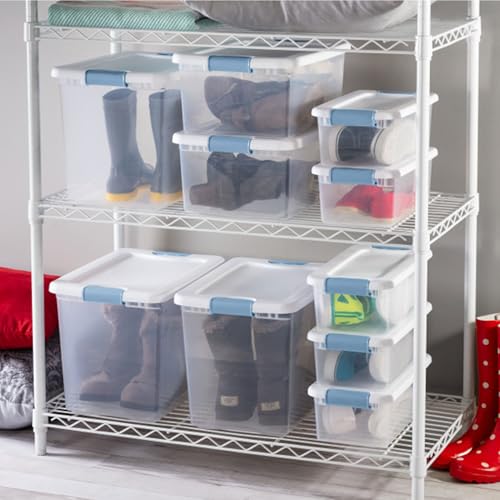 Sterilite 12-Pack Latching Box, Under Bed Storage Bins with Lids, Clear Plastic, 25 Quart - Heavy-Duty Organizing Containers for Closet, Bathroom, and Office - size: 25 Quart, style: 12 Pack