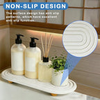 Instant Dry Sink Tray, Anti-Slip Stone Sink Caddy, Durable Kitchen Sink Organizer, Quick Dry Water Absorbing Stone Tray for Bathroom Counter, Stone Soap Tray -White - color: White Wooden Foot 4circles Large