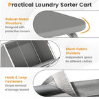 Giantex Laundry Sorter with Foldable Ironing Board, 3 Section Tilt Out Laundry Hamper with Removable Bags, Heavy-Duty Rolling Laundry Cart with Lockable Wheels for Bathroom Bedroom, Grey