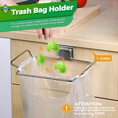 HNYYZL Trash Bag Holder,2 Pack Trash Bag Holder for Cabinet Door and Cupboards,Stainless Steel,Plastic Bag Holder Under Sink,Use for Kitchen,Bathroom,Camper,Rv - color: Silver