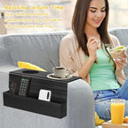 Couch Cup Holder Tray,Sofa Armrest Organizer with Cup Holder, No-Slip Couch Caddy with 2 Side Storage Pockets,Foldable Table Tray,Sofa Table Organizer for Drinks,Cellphone,Remote Control