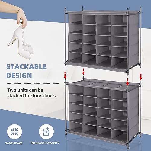 STORAGE MANIAC Stackable Shoe Cubby Organizer, Free Standing Shoe Cube Rack for Entryway, Bedroom, Apartment, Closet, 20-Cube Gray - color: Grey, size: 20-Cube