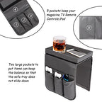 Couch Caddy, Armchair caddy with Detachable Tray, Non-Slip PU Leather Remote Control Holder for Recliner with 5 Pockets (Light Grey) - color: Light Grey