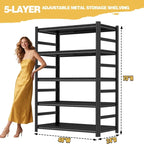 Garage Shelving Heavy Duty, 5-Tier Metal Storage Shelves, 3000LBS, 73" H Adjustable Industrial Shelves Unit, Utility Organizer Shelf for Garage, Kitchen, Warehouse, Basement, 48"W x 24"D x 73"H - size: 48"W x 24"D x 73"H