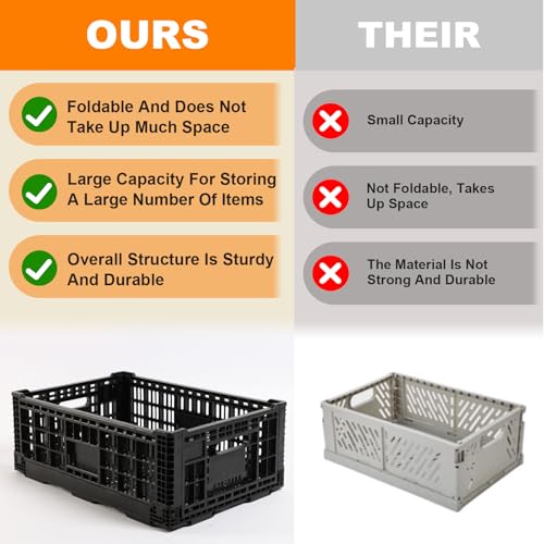 Collapsible Storage Bin Container，52 Liter Transfer heavy duty plastic storage box , Versatile Storage Basket milk crates (1)