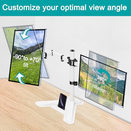 MOUNT PRO Dual Monitor Stand, Free-Standing Full Motion Monitor Desk Mount Fits 2 Screens up to 27 inches,17.6lbs with Height Adjustable, Swivel, Tilt, Rotation, VESA 75x75 100x100,White - color: White, size: Dual
