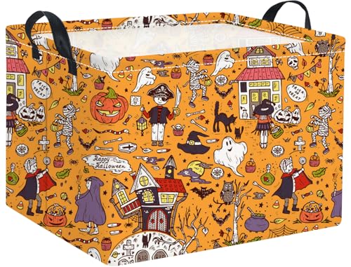 HIYAGON Rectangular Halloween Basket for Boys and Girls Kids Trick or Treat Pumpkin Basket for Halloween Parties Cute Storage Bin Organizer Box Room Decor(Pirate Halloween) - color: Pirate Halloween